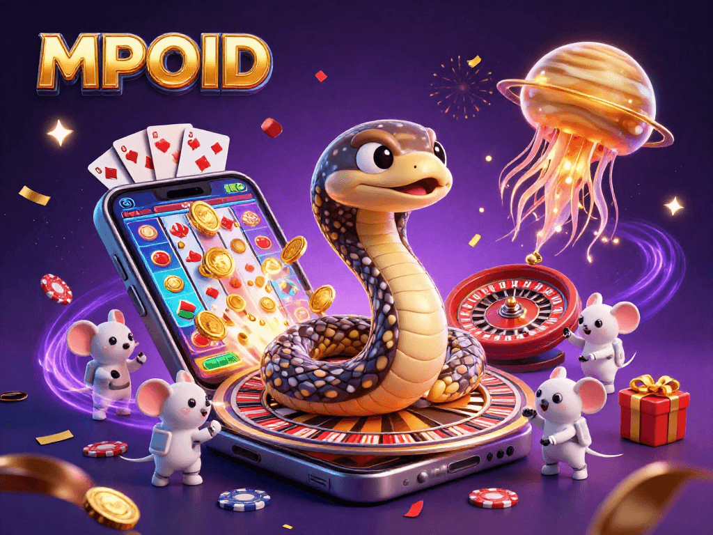 Engage with exhilarating casino action at MPOID featuring an interactive scene with cosmic characters and gaming elements
