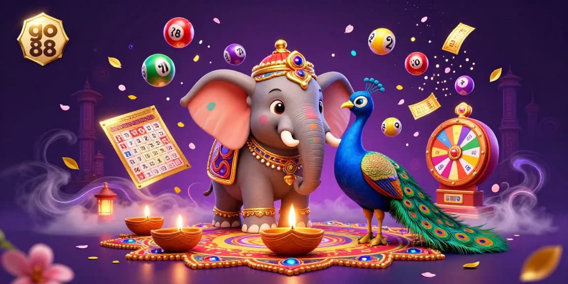 Spin the go 88 lottery wheel, revealing vibrant colors and shining prizes in this dynamic scene.