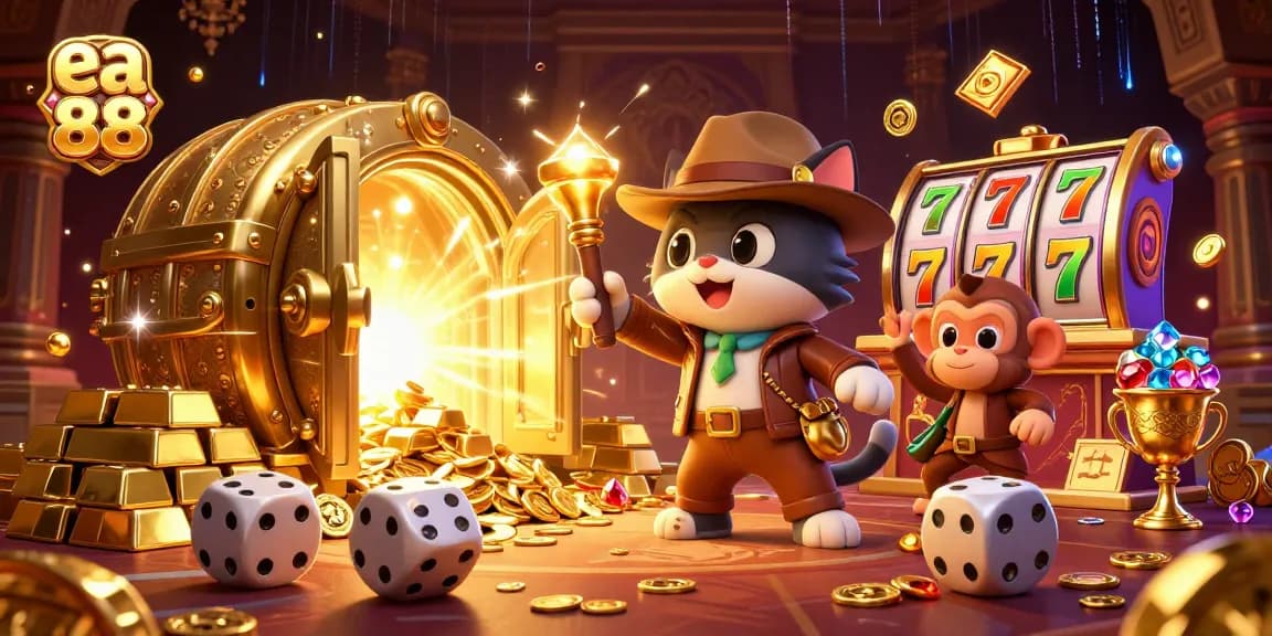 Experience the excitement of winning at ea 88 with vibrant casino elements in 3D.