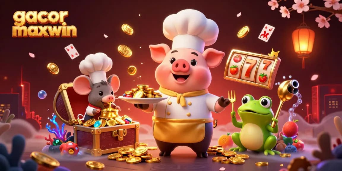 Spin to win at gacor maxwin with vibrant characters and dynamic gambling elements in an energetic scene.