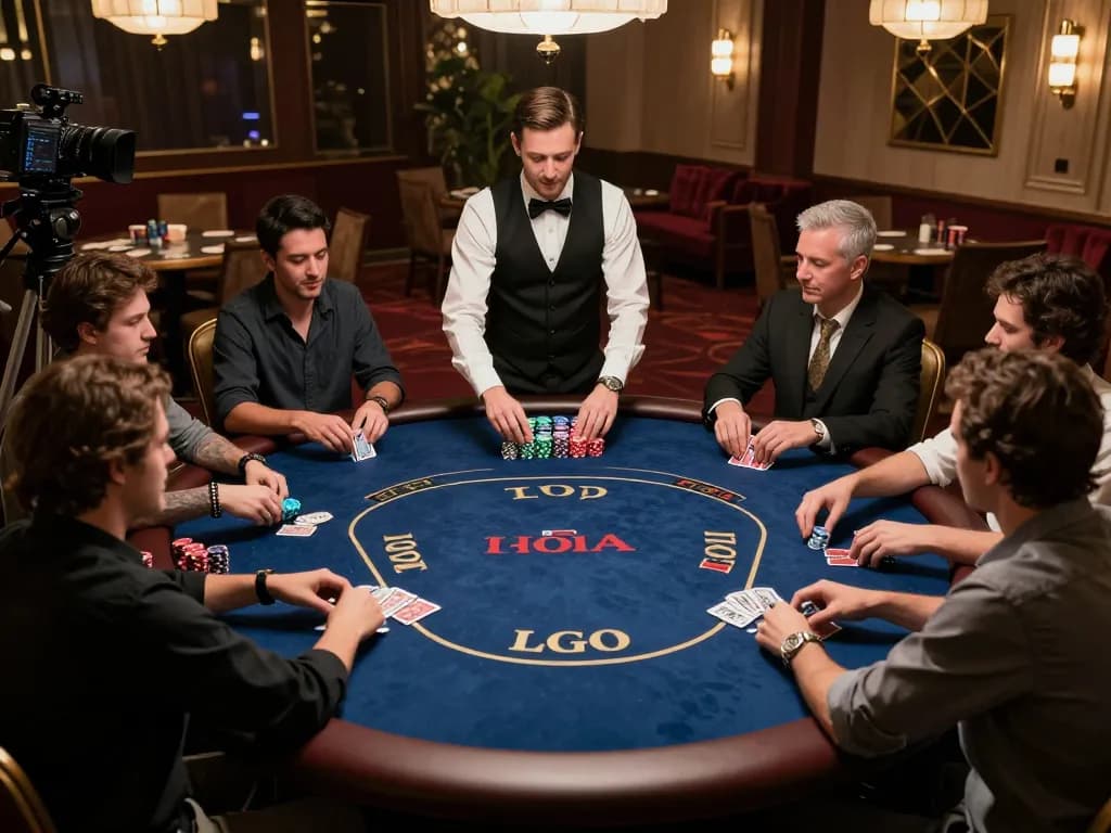 LGO GOAL poker players engaging in strategic gameplay at a luxurious casino table.