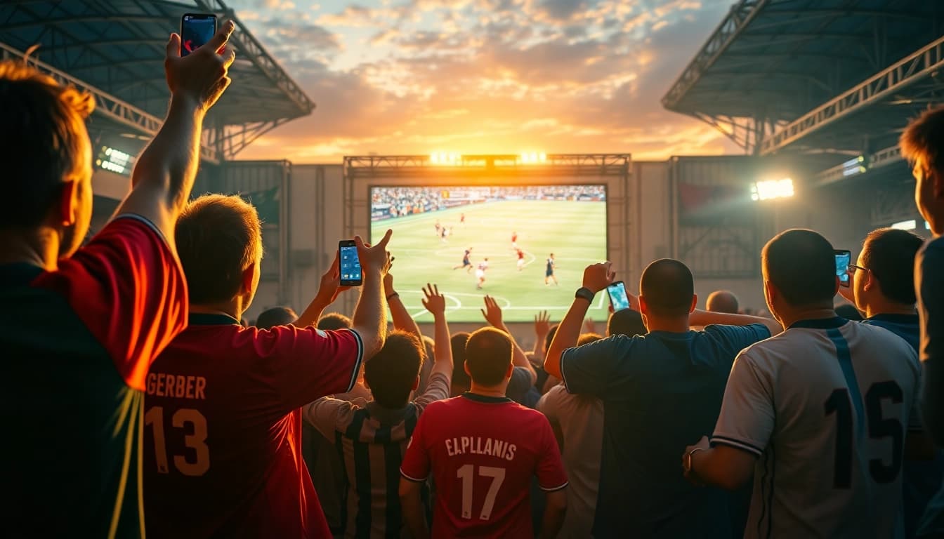 Exciting live soccer match stream on Luong Son featuring passionate fans and vibrant team colors.