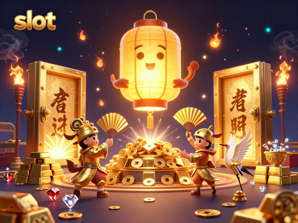 Spin and win at the thrilling slot games surrounded by golden treasures and lucky symbols.