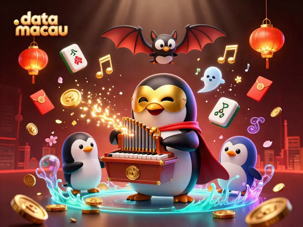Melihat data macau dengan aliran angka mencolok dan elemen peruntungan dalam ilustrasi kasino.
