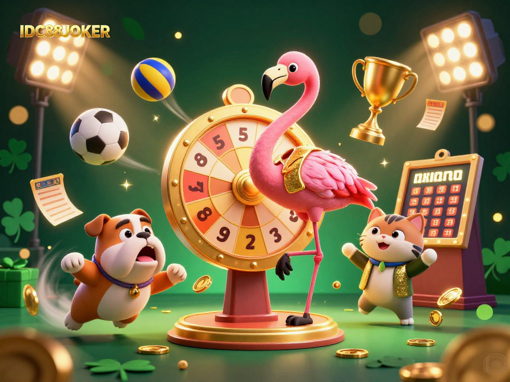 Experience thrilling gameplay at IDC88JOKER featuring an exciting game show scene with animated characters.