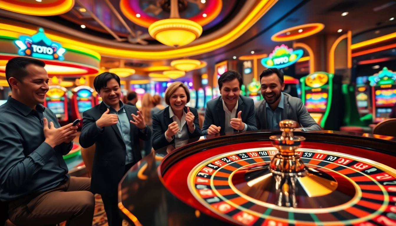 Permainan Toto casino di https://uob.edu.so dengan pemain penuh semangat dan suasana cerah.