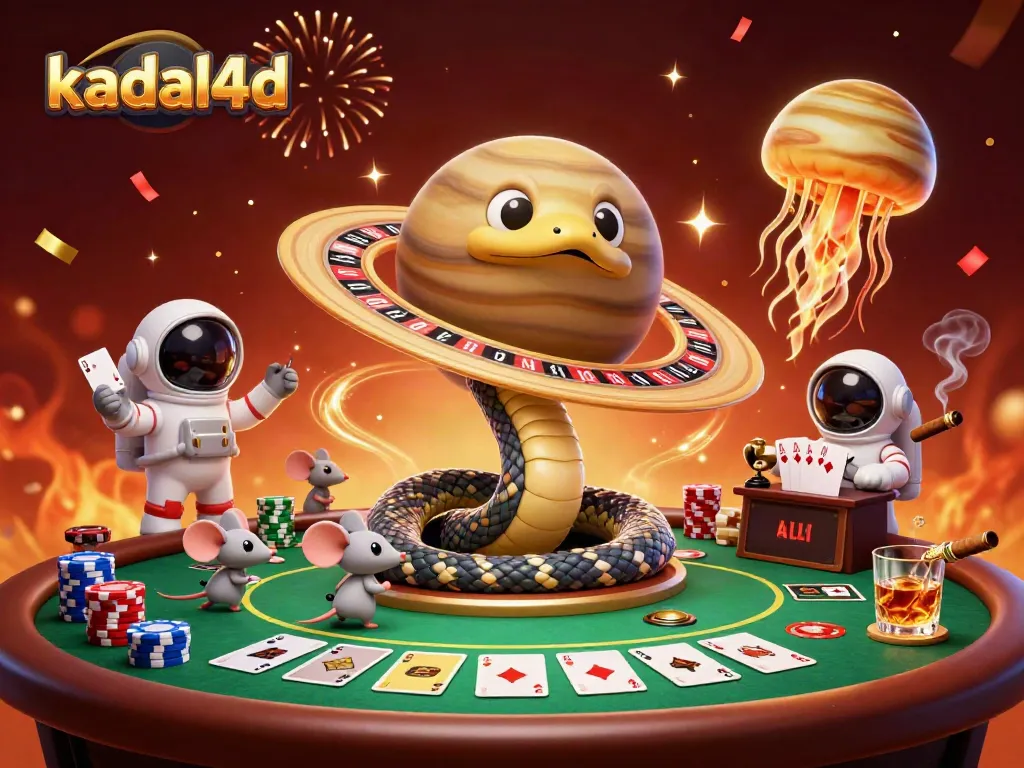 Place bets on the spinning Saturn rings in kadal4d's vibrant cosmic casino scene.