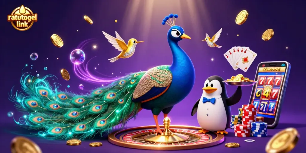 Experience the excitement of casino gaming with the ratutogel link featuring characters and vibrant elements.