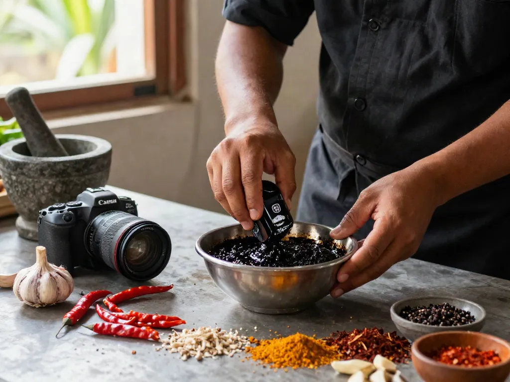 Memasak dengan lada hitam pecah 25 gram dalam dapur Indonesia.