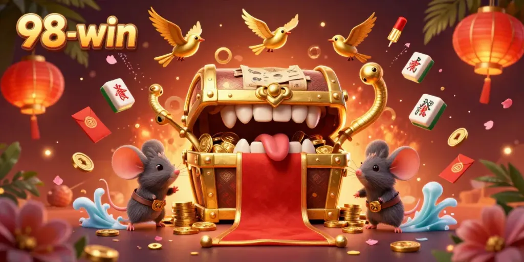 Experience thrilling adventures with 98-win's captivating treasure chest and gaming ambiance.
