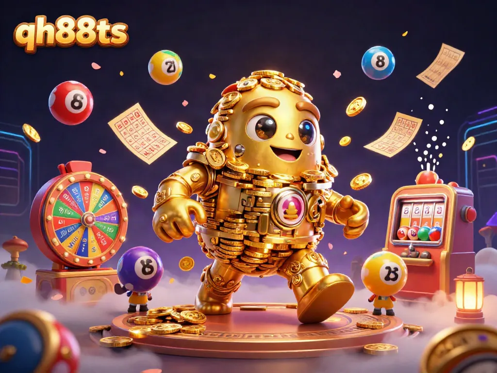 Experience excitement with qh88ts in this vibrant casino-themed illustration showcasing a magical golem.