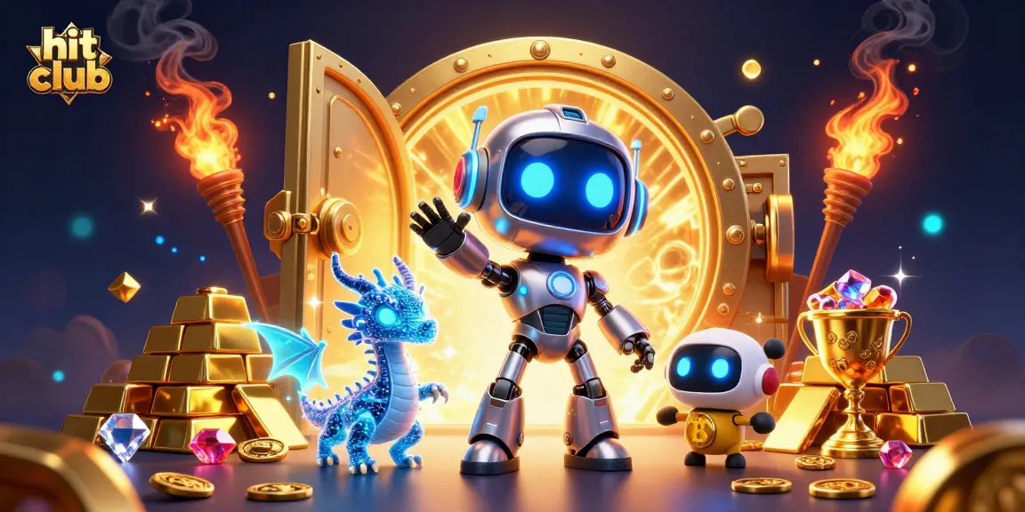 Engage with hit club at this exciting casino scene featuring vibrant characters and dynamic gold treasures.