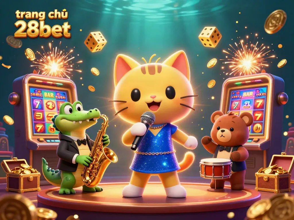 Experience the excitement at trang chủ 28bet with vibrant 3D characters in a dynamic casino setting.