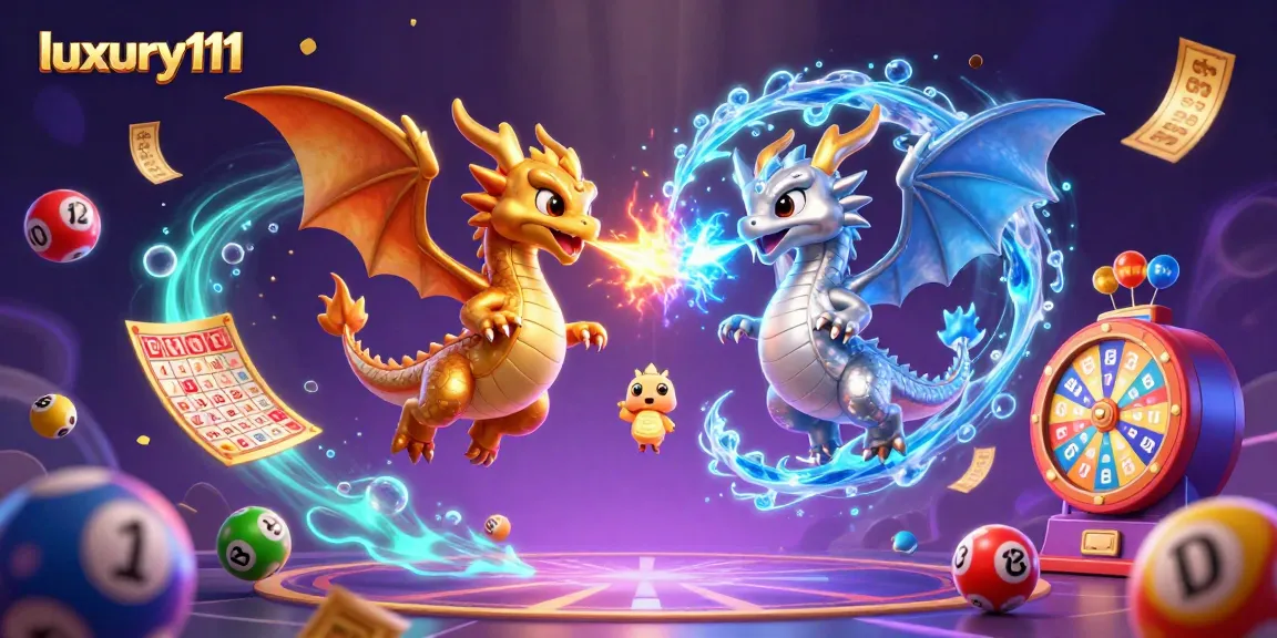 Engage with luxury111 in an enchanting 3D lottery scene featuring lively dragons and dynamic game elements.