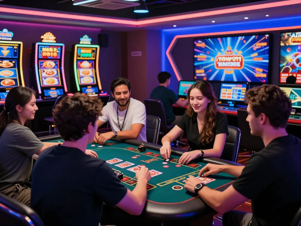 Players enjoying MM88 online casino games in a vibrant digital environment.