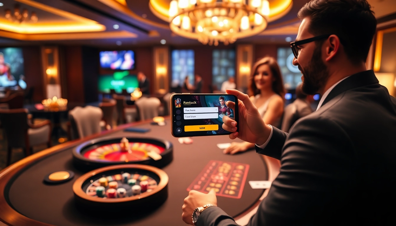 Exciting Rajaluck Login scene with players at a casino table engaged in gameplay.