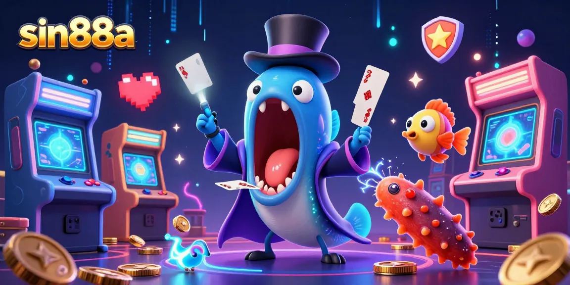 Engage with sin88a's thrilling card tricks in an enchanting casino-themed scene.
