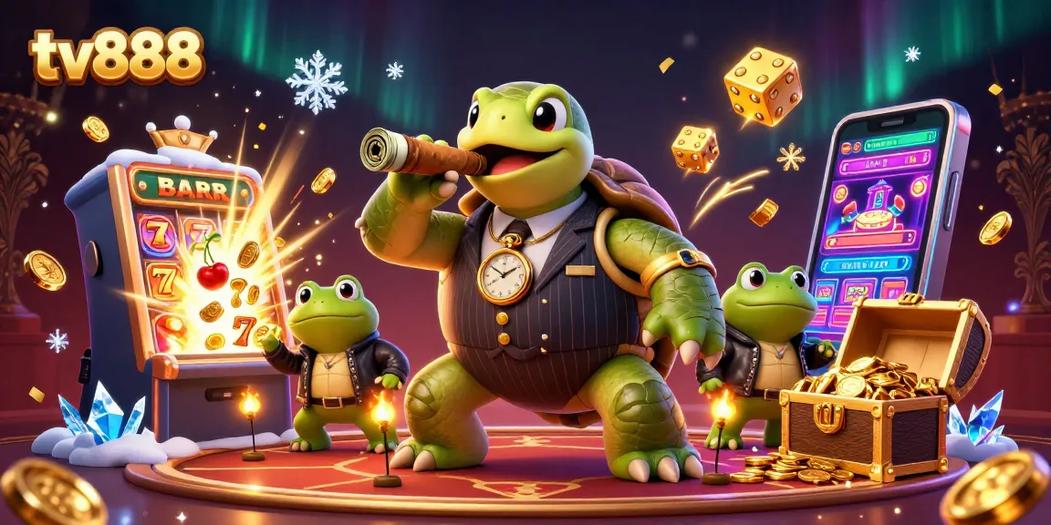 Play exciting games at tv888, featuring a massive jackpot slot machine and unique casino characters.