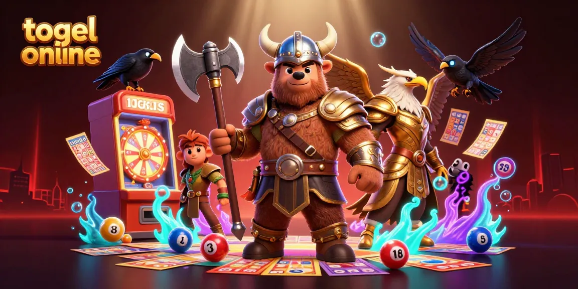 Rasakan kegembiraan togel online yang mendebarkan dengan beruang Viking dan elang Valkyrie dalam adegan lotere yang hidup.