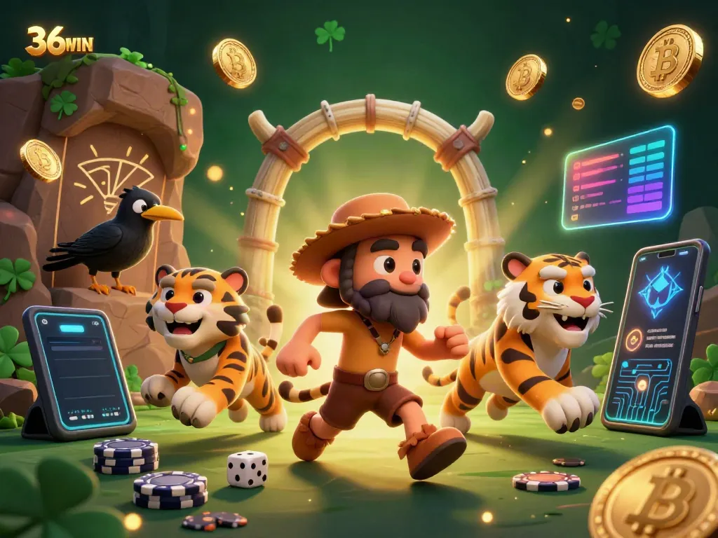 Engage with the thrilling casino atmosphere of 36WIN with a lively prehistoric gambling scene.