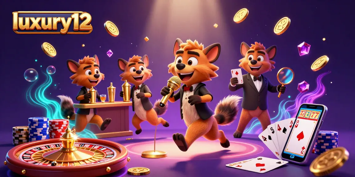 Hyenas at a vibrant comedy casino club featuring luxury12 with sparkling gems and golden coins.