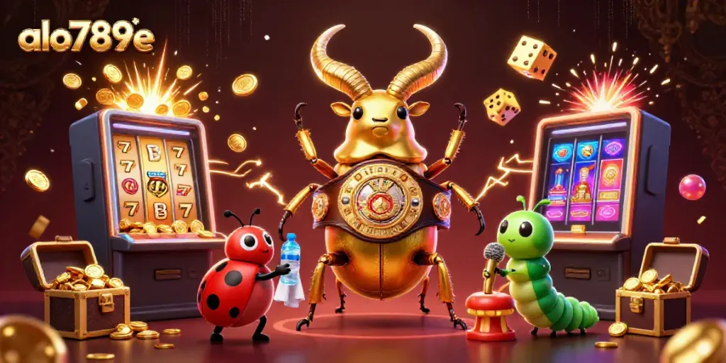 Witness the excitement of alo789e with a vibrant 3D casino illustration featuring rich gaming elements and dynamic characters.