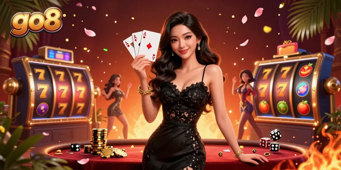 Engage in thrilling go8 casino excitement with a stunning illustration showcasing poker, jackpots, and vibrant game elements.