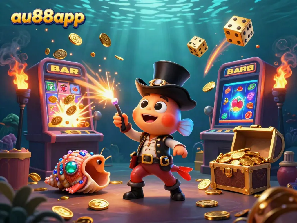 Win big with au88app at this vibrant underwater casino scene filled with treasures and excitement.