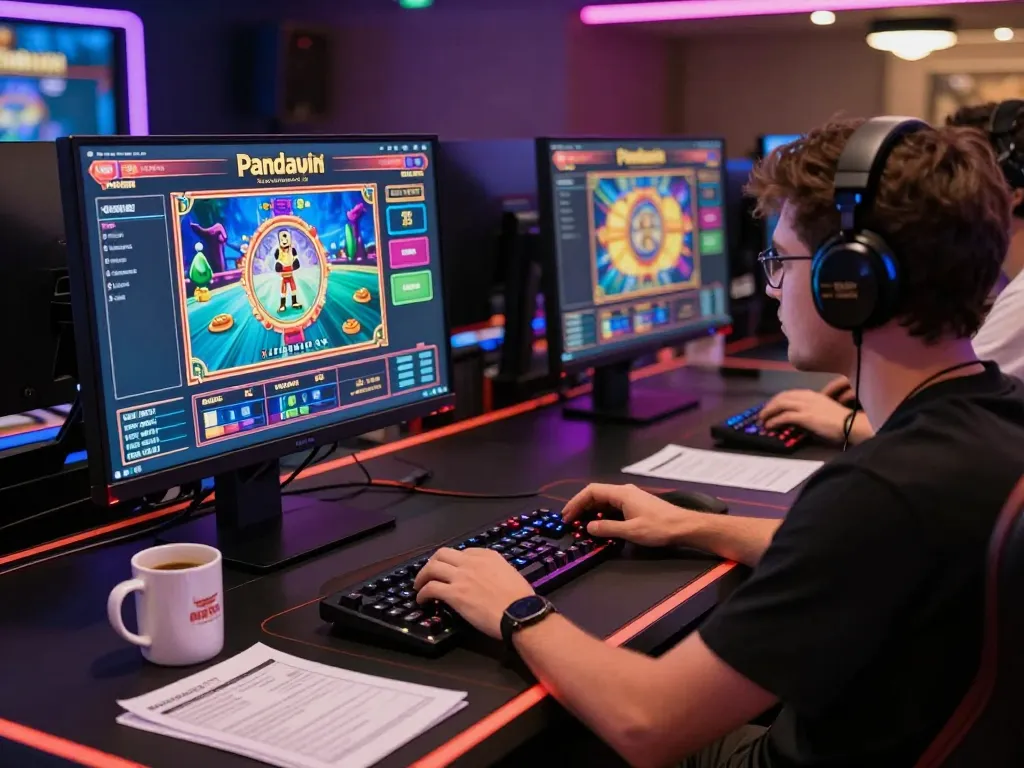 Berkeliling dengan slot online Pandawin di berbagai layar dalam pengaturan permainan yang canggih