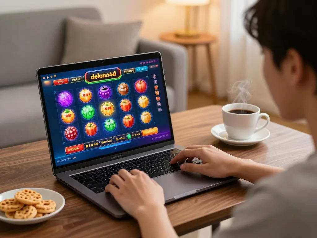 Pemain terlibat menikmati pengalaman permainan online daftar deluna4d di lingkungan rumah yang nyaman