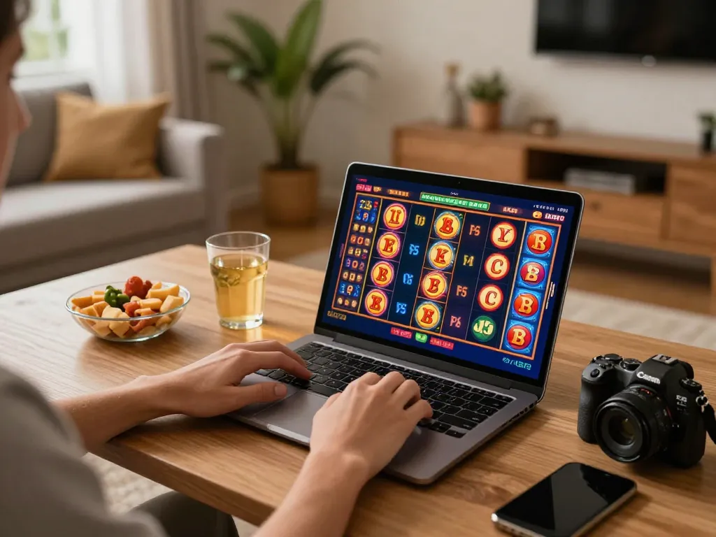 Engaging with online slot games at home on LC88, enjoying a relaxed gambling experience.