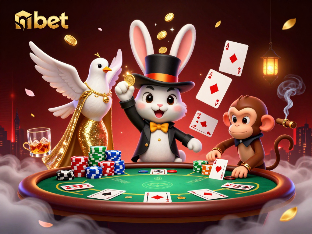 Experience the magic of nbet with a 3D illustration of a magician rabbit and casino elements.