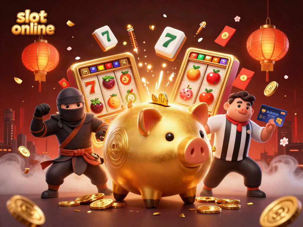 Memenangkan jackpot slot online dengan celengan emas dan ninja dompet dalam pertempuran seru.