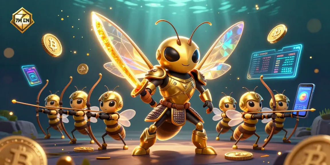 Engage with 7M CN's dynamic betting experience featuring a golden hornet and crypto elements.