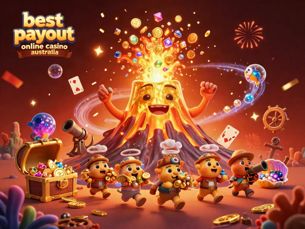 Experience the excitement of the best payout online casino Australia with this vibrant treasure eruption scene.