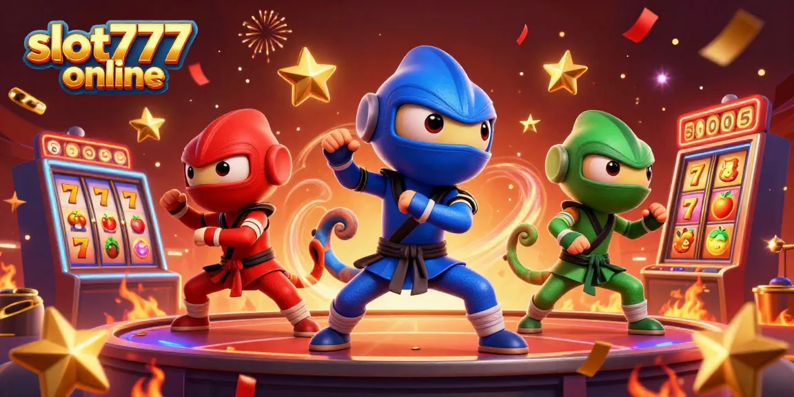 Experience exhilarating action with slot777 online as colorful chameleons perform martial arts surrounded by vibrant slot symbols.