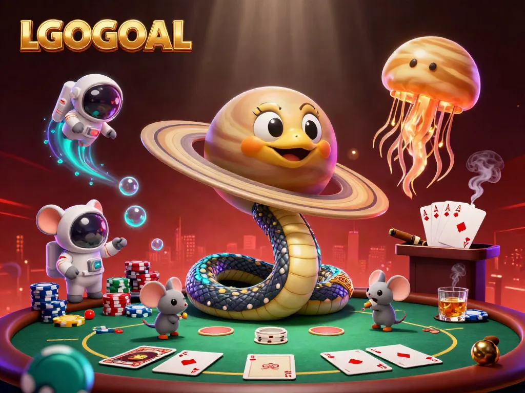 Explore thrilling LGOGOAL gaming action as astronauts bet on a roulette ring in a cosmic casino.