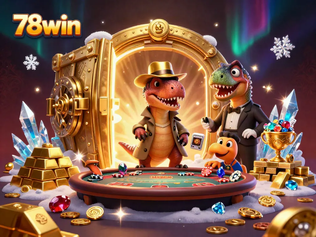 Experience thrilling games at 78win with a velociraptor card counter at a blackjack table.