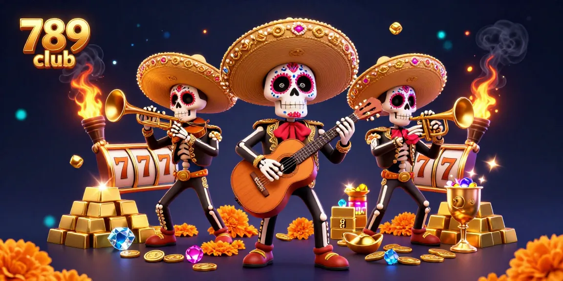 Engage with the vibrant 789 club scene featuring a mariachi band amidst thrilling slot machines.