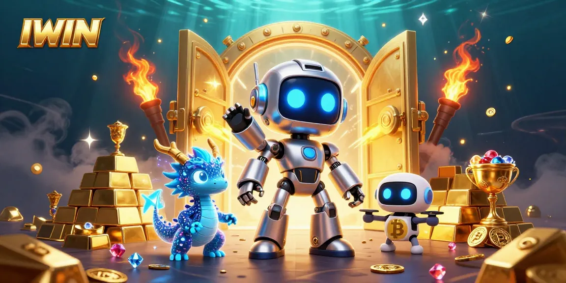 Engage with IWIN's thrilling casino experience featuring cyberpunk characters and treasures.