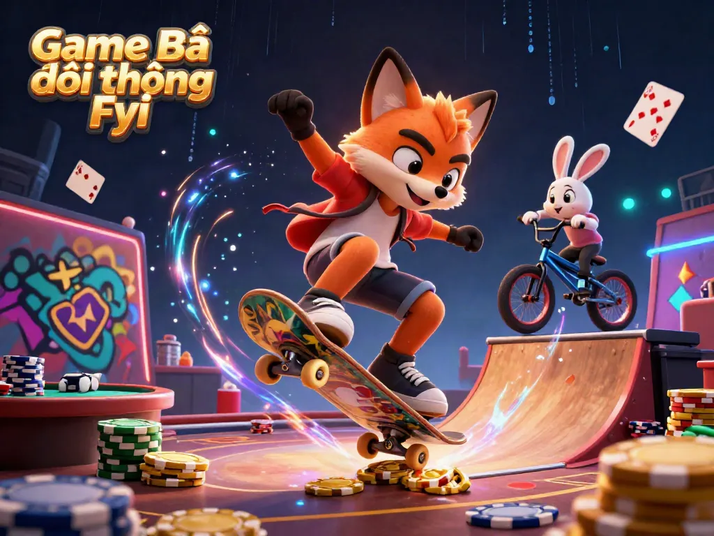 Experience thrilling action with Game Bài Đổi Thưởng Fyi, featuring vibrant characters in a dynamic casino setting.