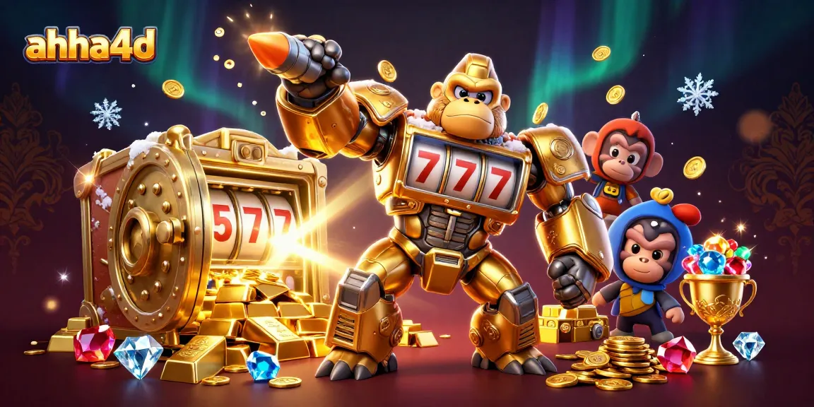 Experience exciting wins with ahha4d's golden mech punching through riches in this thrilling lottery scene.