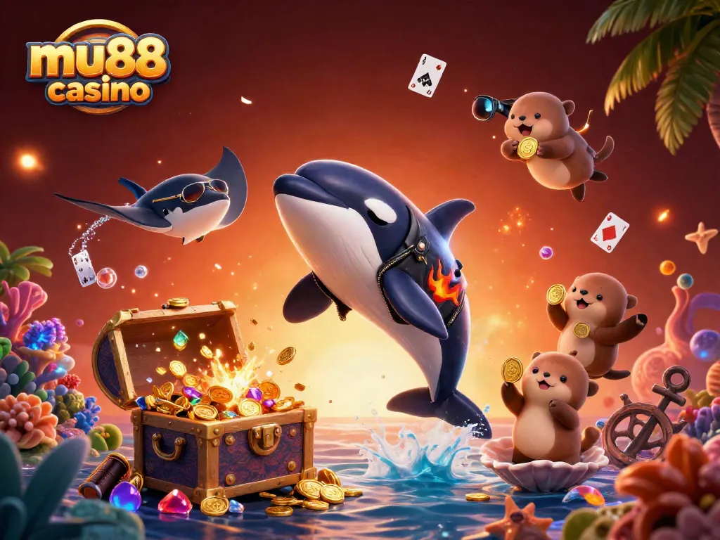 Experience the thrill of mu88 casino with a vibrant underwater scene showcasing animated characters in an exciting setting.
