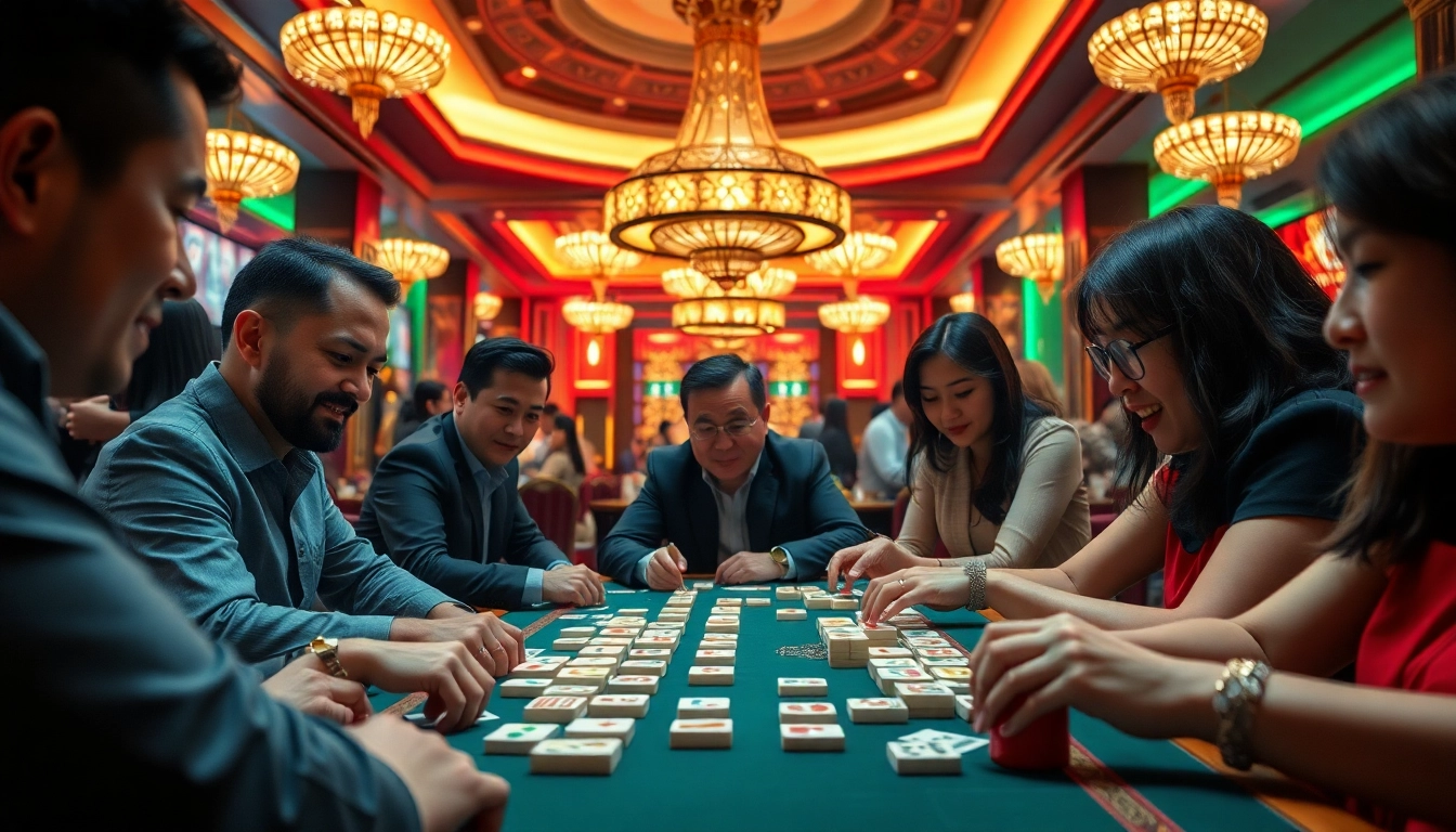 Raih kemenangan dalam link bossmahjong di meja kasino dengan pemain yang antusias.