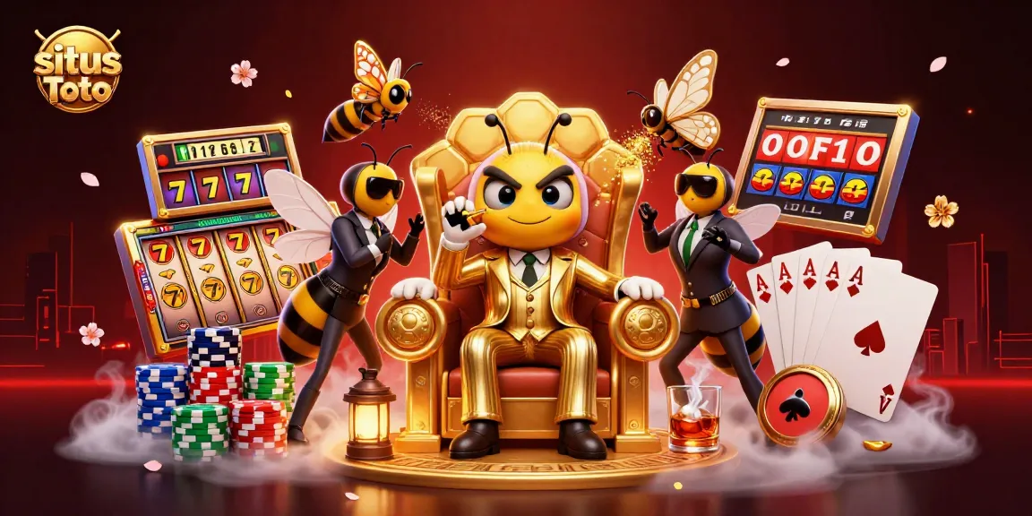 Experience the excitement of situs Toto with slot reels and dynamic characters in a vibrant casino scene.