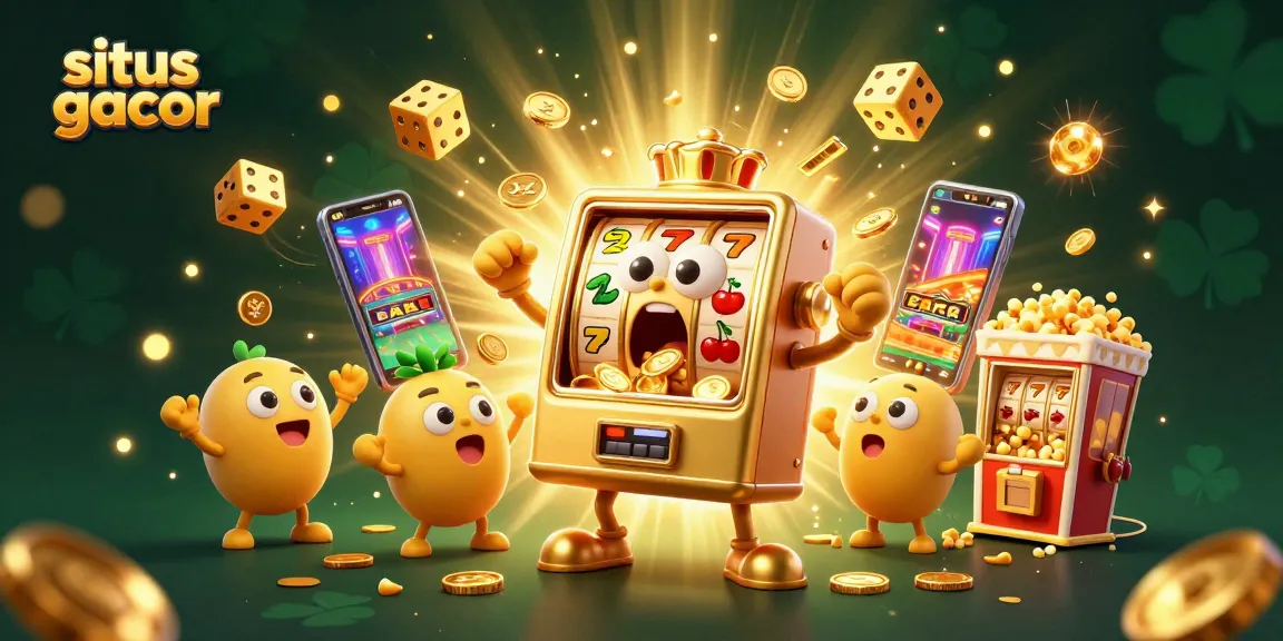 Experience the excitement of situs gacor with our vibrant 3D cartoon slot machine scene, celebrating jackpots and thrilling wins.