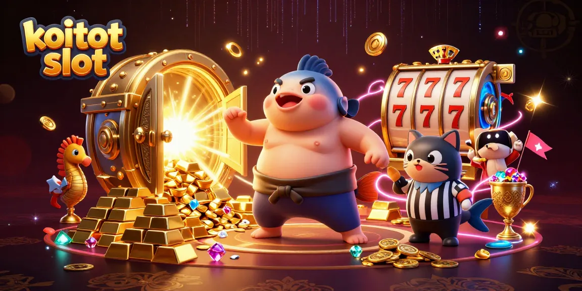 Bermain di koitot slot dengan suasana penuh keceriaan, dikelilingi oleh elemen kasino yang glamor.