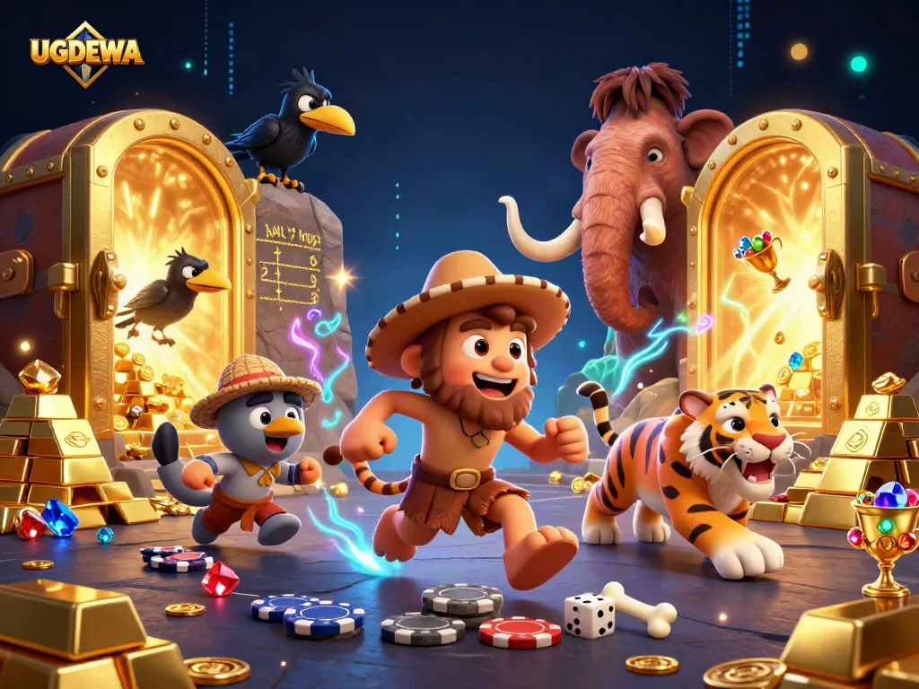 Play exciting games at UGDEWA with a lively 3D depiction of whimsical characters in a vibrant casino atmosphere.