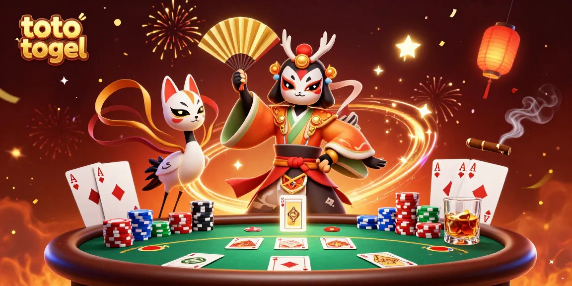 Ikuti aksi toto togel yang mendebarkan dengan suasana poker yang hidup, menampilkan chip berwarna-warni dan karakter.