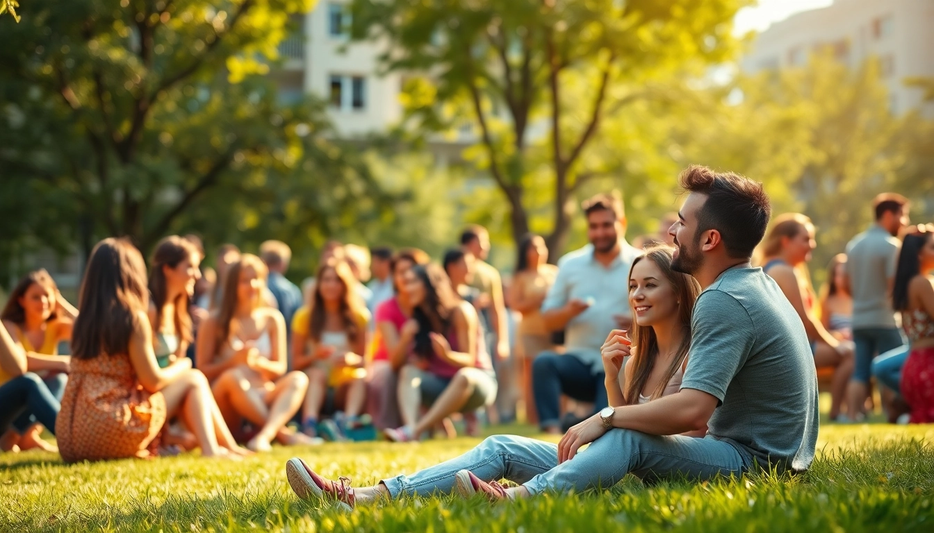 A joyful scene of young adults enjoying a social gathering, embodying the thrill of having a crush on someone.
